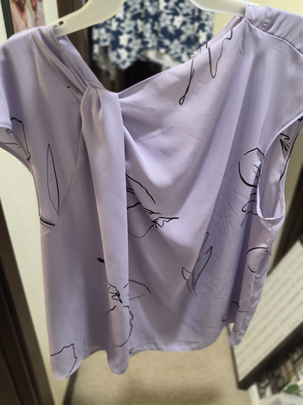 Worthington Lilac Floral Tie-Accent Blouse